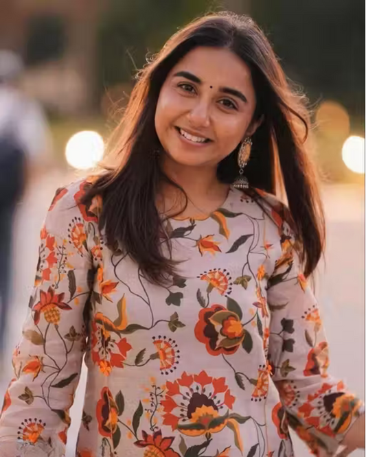 Women Blended Cotton Printed Multicolour Pant Kurti Set