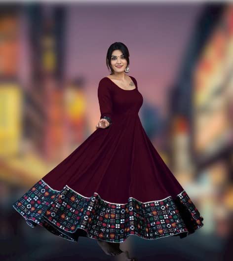 Women's Rayon Maroon Maxi Dress Gown