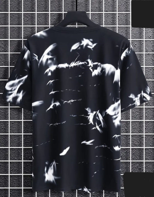 Men's Printed Casual Black & White Oversized T-Shirt