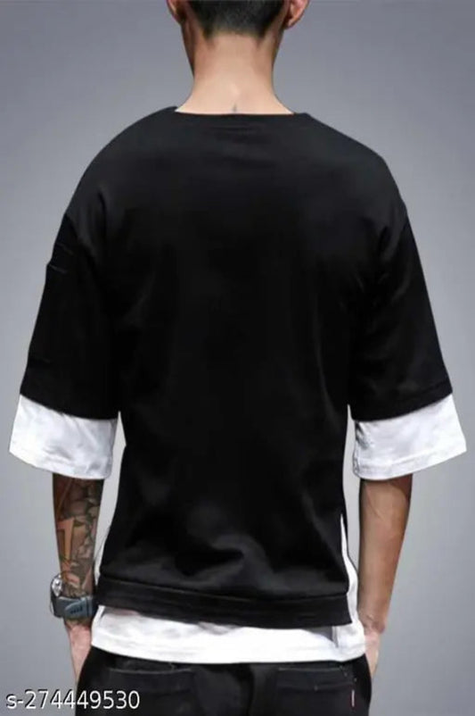 Men's Hip Hop Relaxed Fit Cotton Black T-Shirt