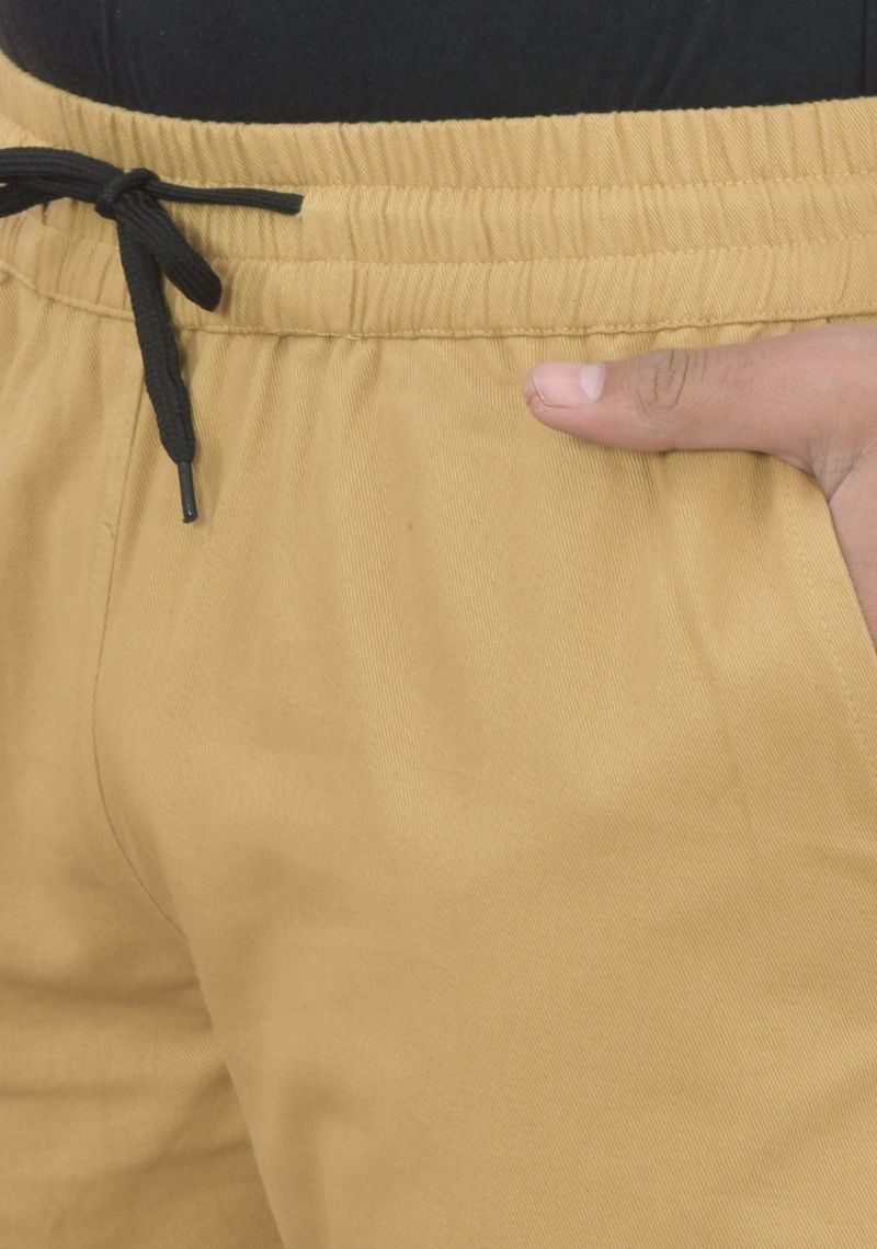 Men’s Beige Cargo Joggers – Cotton Satin Blend, Multi-Pocket, Comfortable Daily Wear