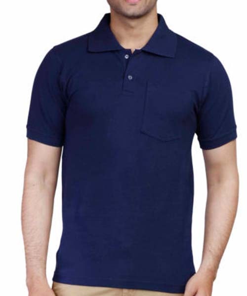 Men’s Navy Blue Solid Polo T-Shirt – Regular Fit, Half Sleeves, Casual Wear