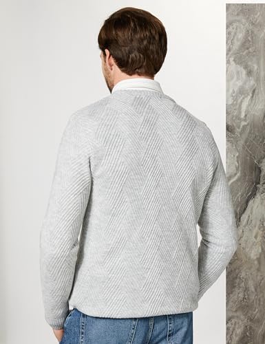 Men's Acrylic Full Sleeves Round Whitish Melange Sweater - Stylish Urban Dressy Winter Wear