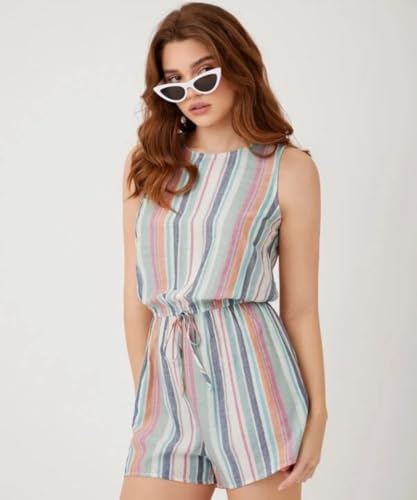 Leriya Fashion Women's Regular Knee Length Short Jumpsuit Blue