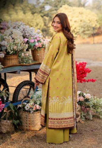 ANNI DESIGNER Women's Rayon Viscose Printed Straight Pakistani Suits for Women Kurta Set - Zakariya Yellow