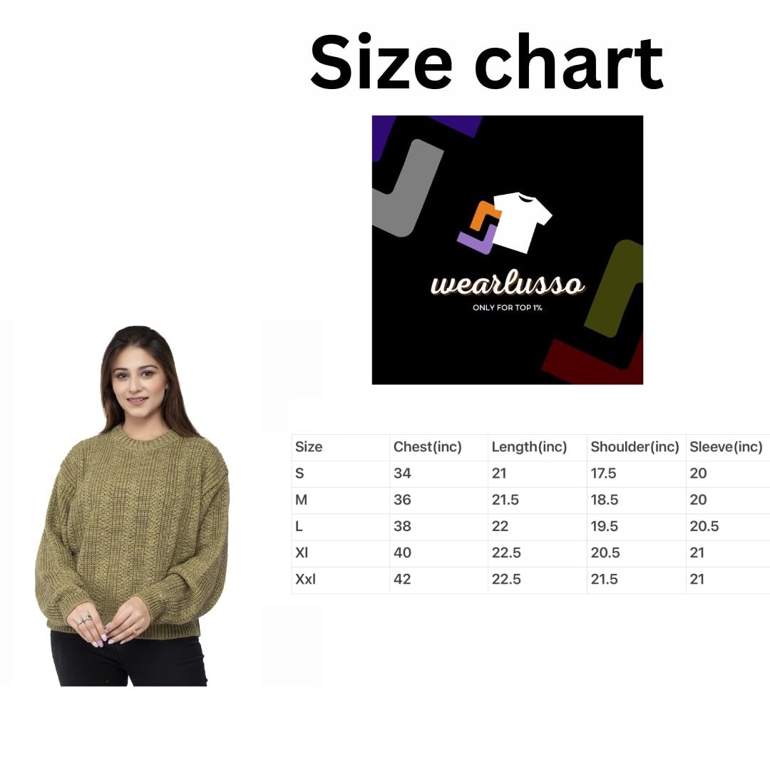 Women Pure Wool Round Neck Regular Fit Olive Pullover Sweater - Full Sleeve Stylish Crafted for Comfort