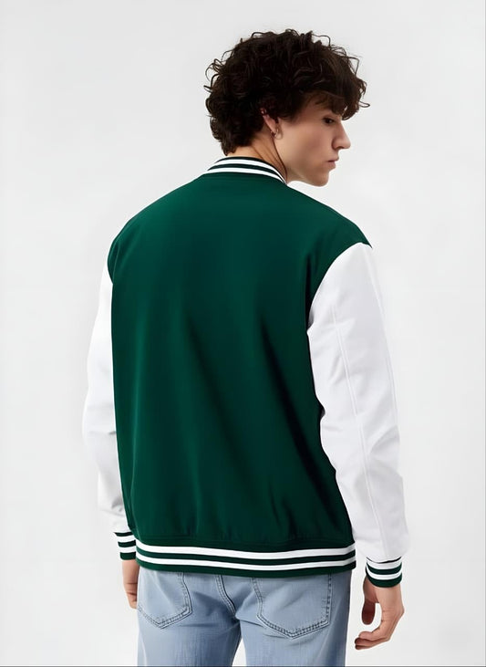 YOONIKK Stylish Varsity Men's Jacket || Winter Wear || Men's Winter Wear || Winter Windcheater (Green)