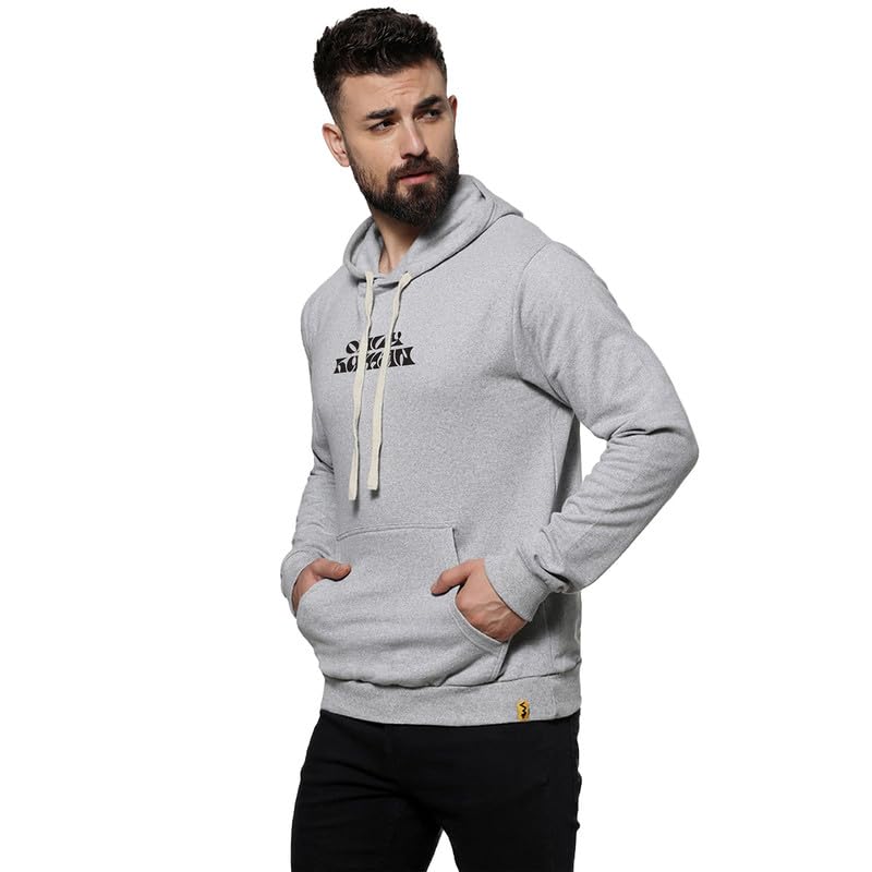 Men's Grey Only Human Hoodie for Casual Wear | Hooded Neck | Long Sleeve | Pull On Closure | Cotton Sweatshirt Crafted with Comfort Fit for Everyday Wear