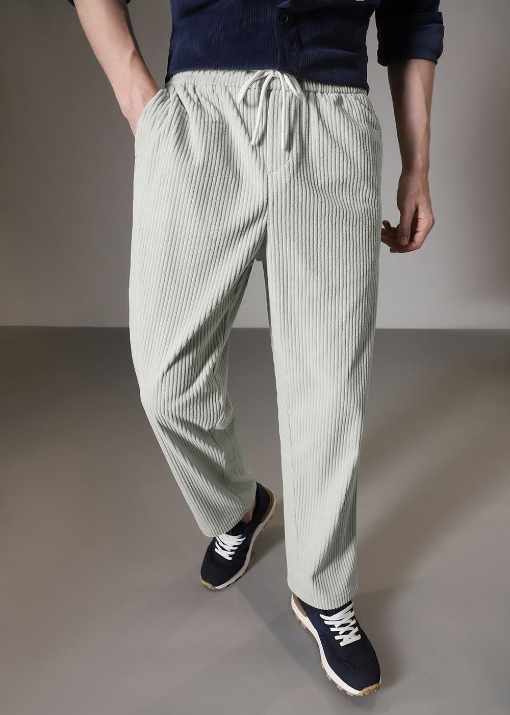Men’s Black & Grey Corduroy Trousers (Pack of 2) – Solid Ribbed Pants for Streetwear, Casual & Daily Wear