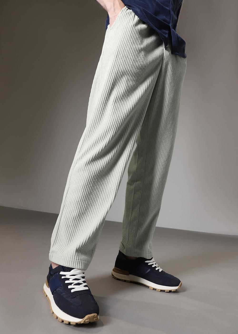 Men’s Black & Grey Corduroy Trousers (Pack of 2) – Solid Ribbed Pants for Streetwear, Casual & Daily Wear