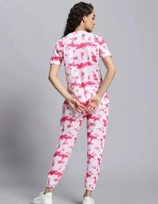 Women’s Pink & White Tie-Dye Co-zy & Co-ord Set – Gen Z Styled Trendy Night Suit & Everyday Lounge Style