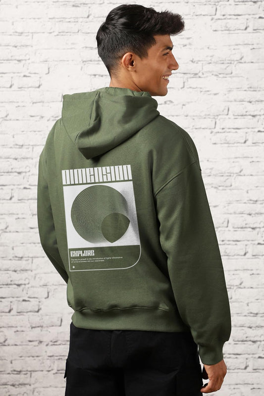 NOBERO Men's Cotton Neck Hooded Oversized Fit Sweatshirt (1M-TWRH-C0737_Olive Green_Small)