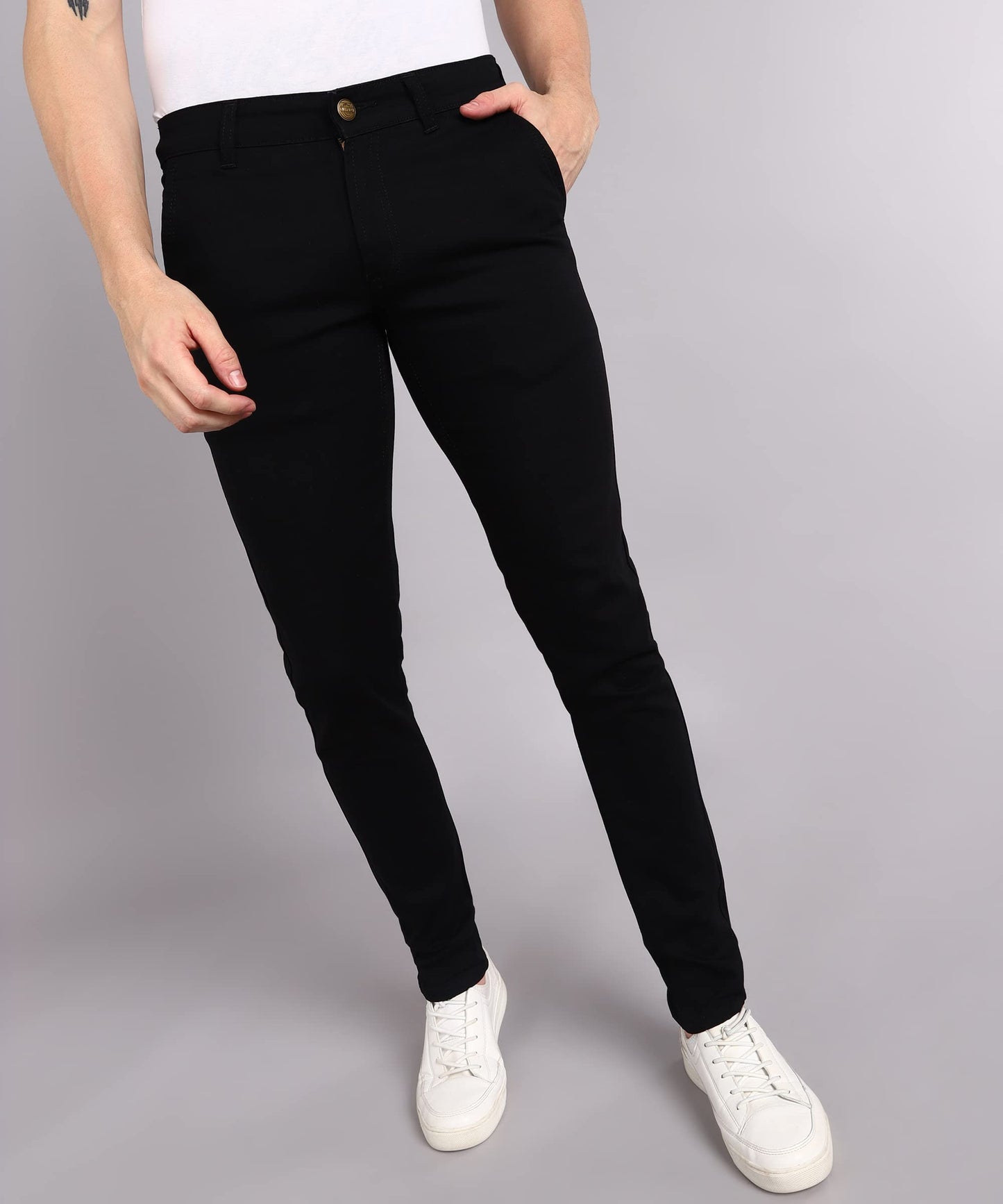 Urbano Fashion Men's Slim Fit Mid Rise Jeans Black