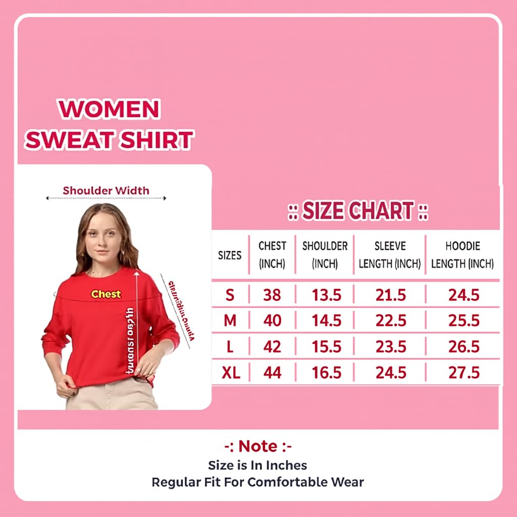 Women’s Printed Round Neck Onion Pink Sweatshirt - Cartoon Bear Print Soft Cotton Fleece Pullover | Warm Long Sleeve Winter Wear Top - Casual Streetwear Style