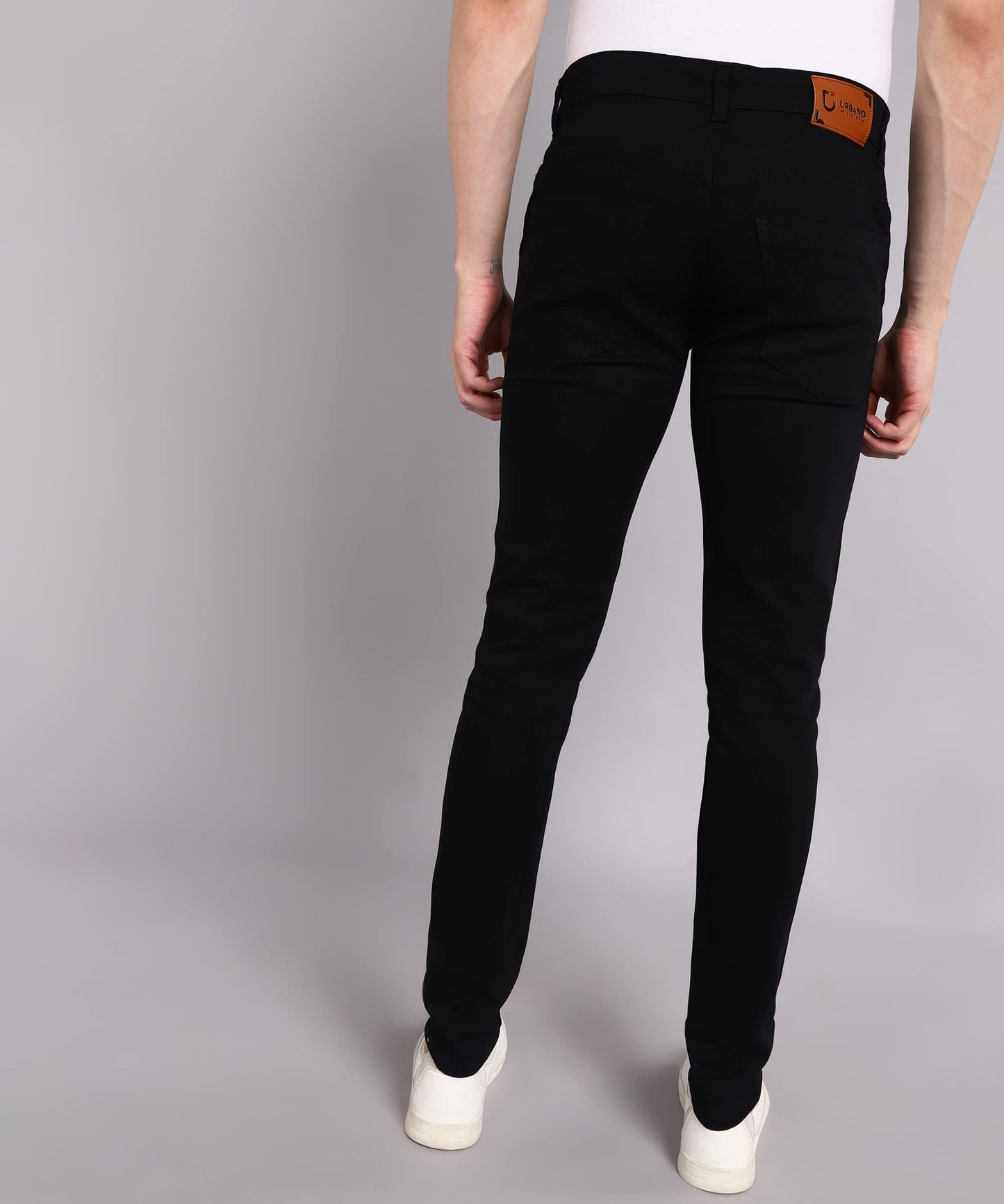 Urbano Fashion Men's Slim Fit Mid Rise Jeans Black