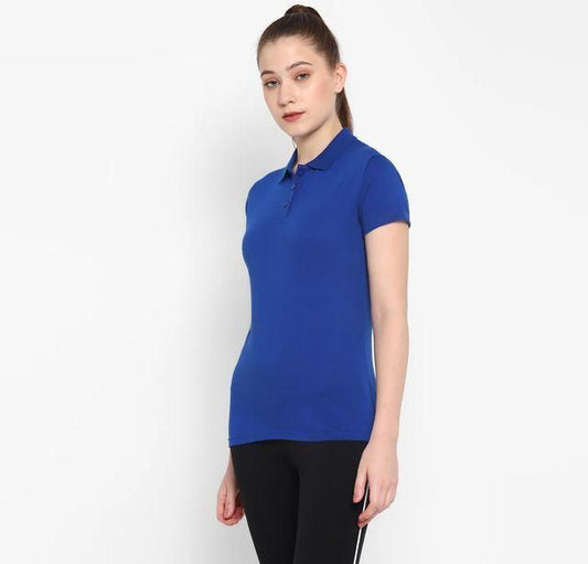 Women’s Ketex Royal Blue Polo Neck T-Shirt – Cotton Blend Casual & Daily Wear Top