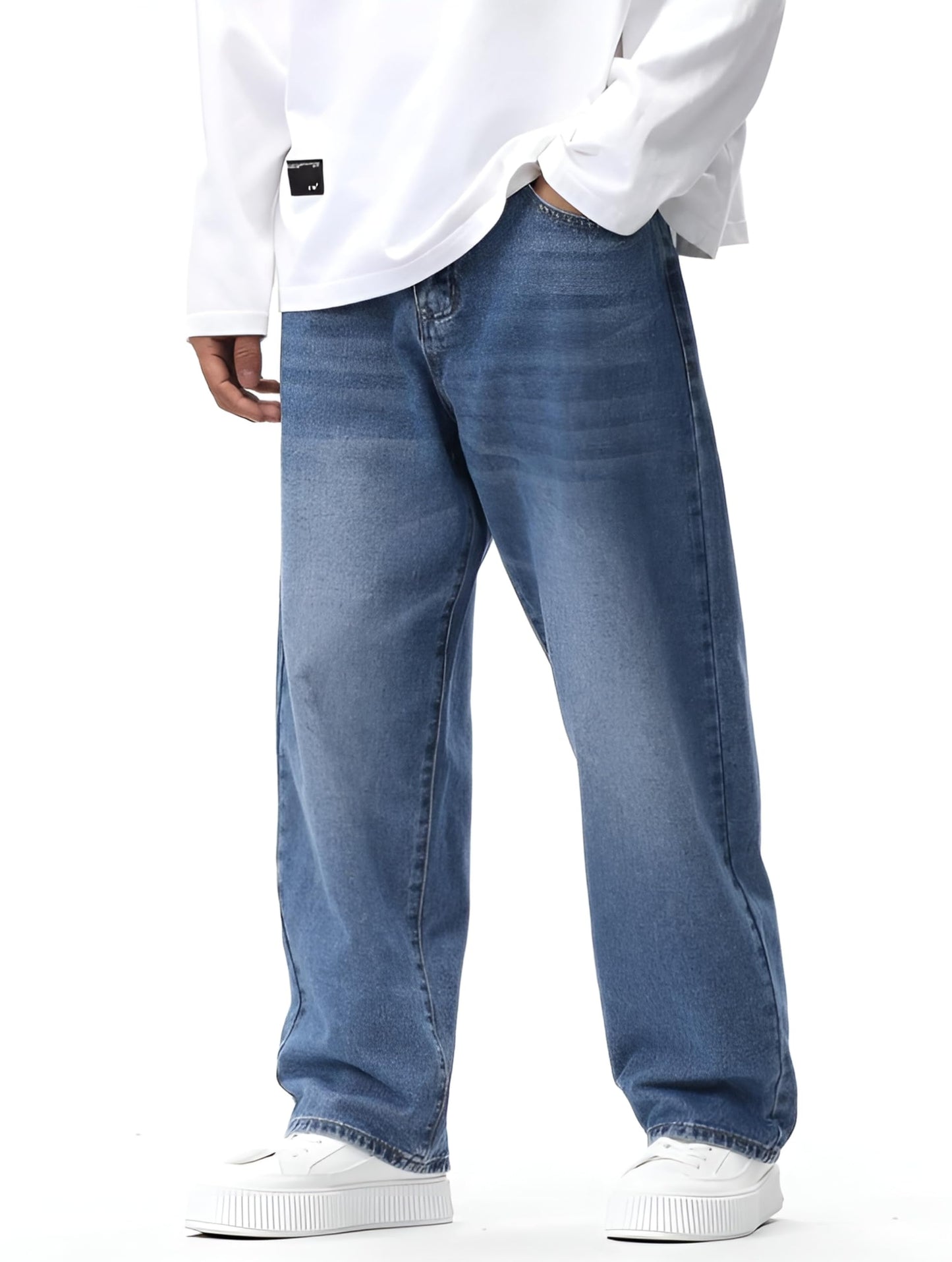 Ben Martin Light Blue Men Jeans || Baggy Fit Jean's for Man || Loose Fit High Rise Denim || Stretchable Casual Wear Jean,s || Dance Rap Rapping Style Pant for Men || Denim Cotton Jeans 30 (0)