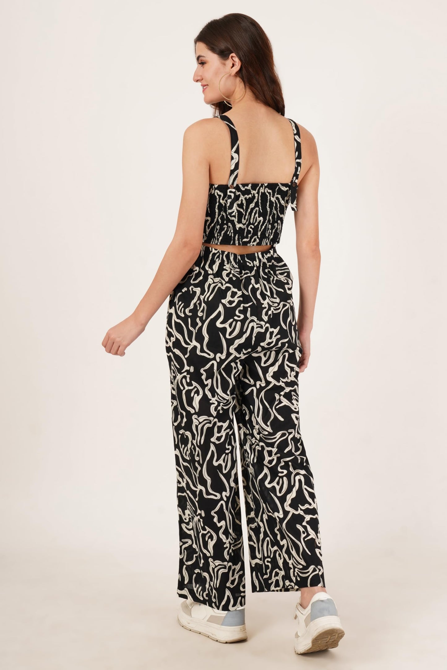 COTLAND Fashions Womens Jaipuri Cotton Abstract Printed Sleeveless Culotte Jumpsuit For Women (Urban Swirl)