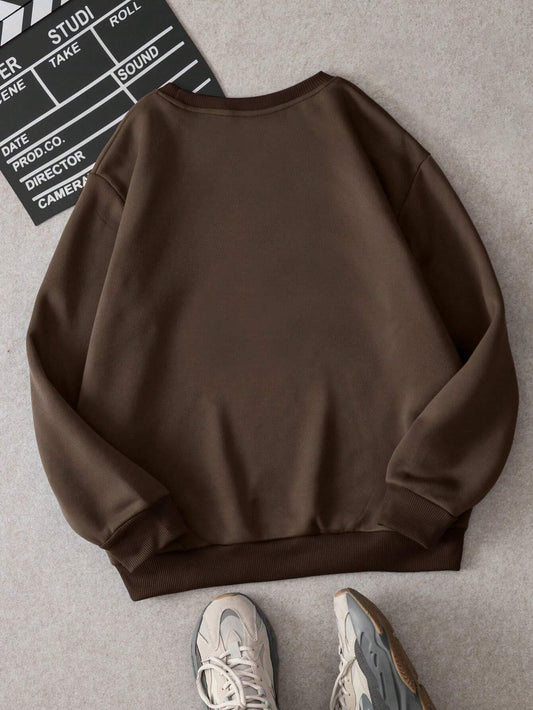 Women's Comfort Fit Animal Print Coffee Sweatshirt - Stylish Casual Jumper Winter Wear