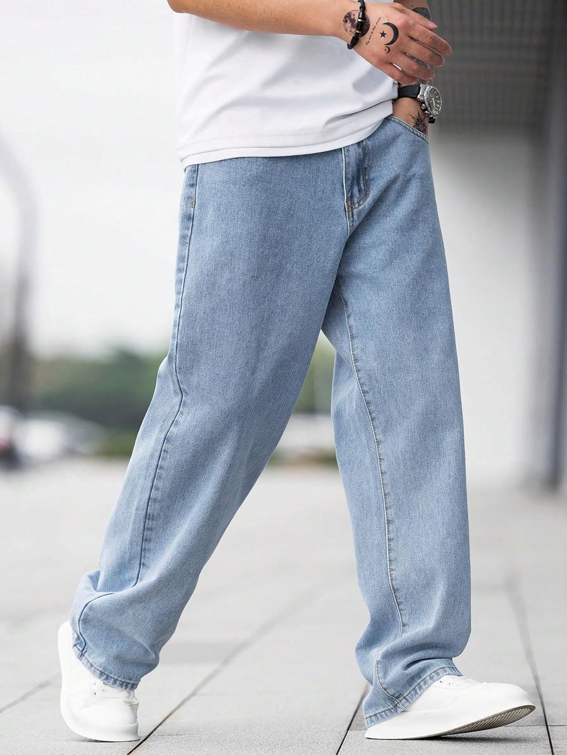 KOTTY Men's Solid Regular Fit Mid Distressed Fashionable Trendy Denim Jeans(Blue)