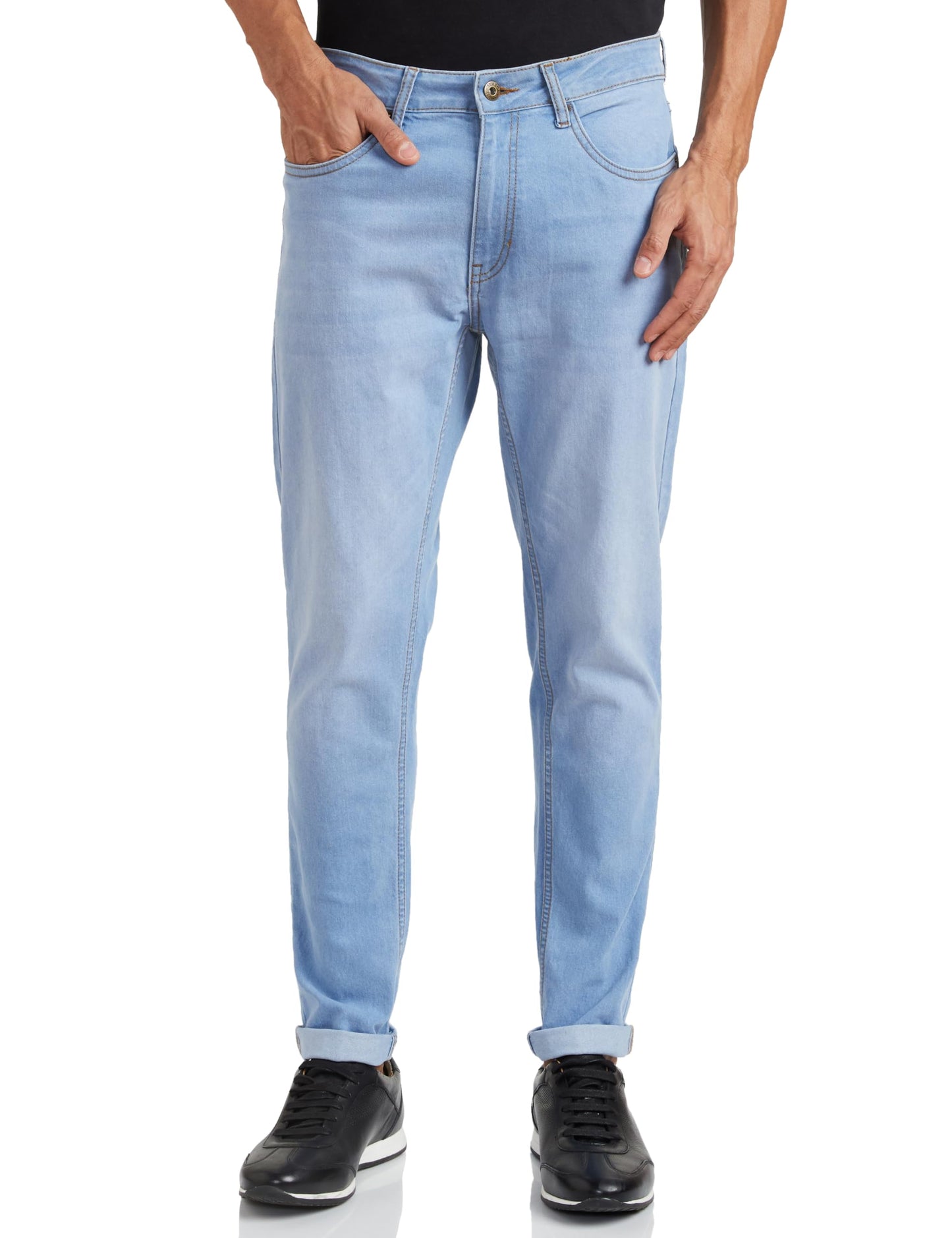 Amazon Brand - Symbol Men's Cotton Rich Stretchable Jeans | Casual Denim Carrot Fit Medium Blue