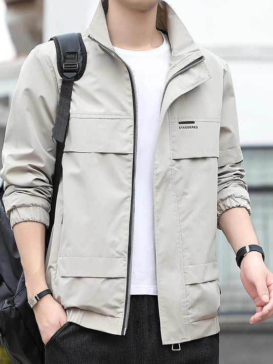 Men's Lightweight Regular Fit Outerwear Grey Winter Bomber Jacket - Stylish Casual Winterwear
