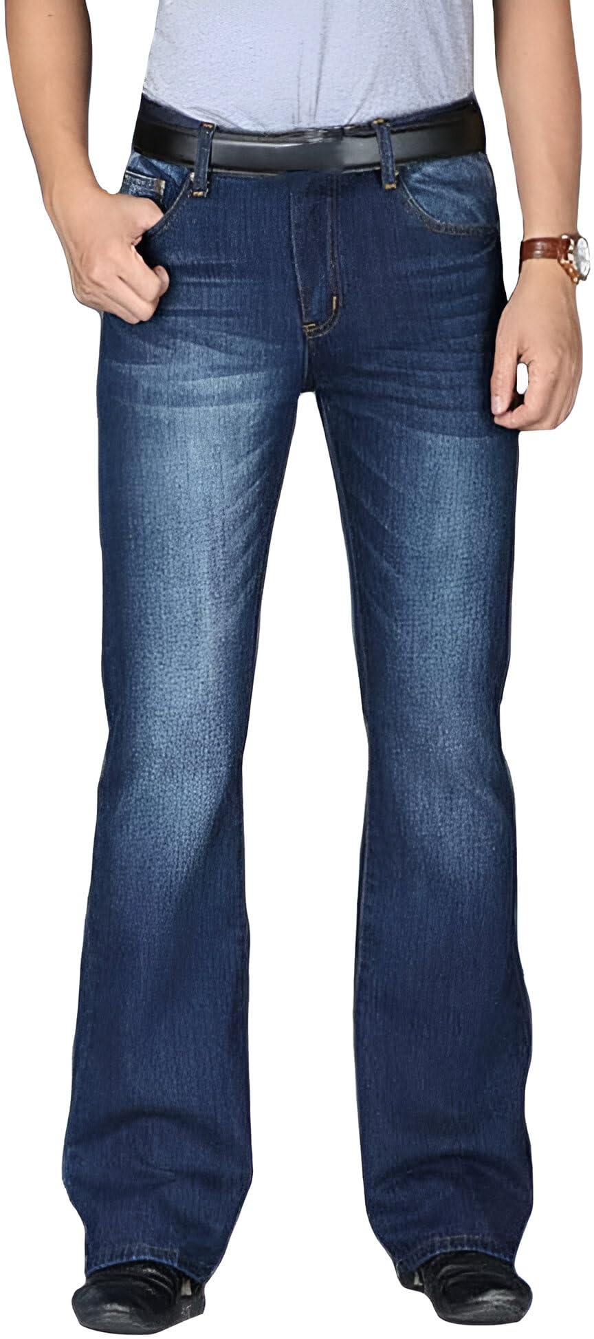 Ben Martin Men’s Bell Bottom Jeans || Bootcut Denim Pants || Wide Leg Flared Jean's for Men || High Waist Stretchable Retro Fit || Cotton Jean for College Casual Dark Blue