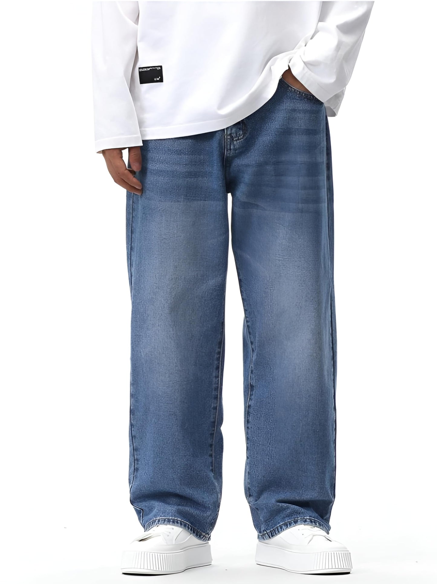 Ben Martin Light Blue Men Jeans || Baggy Fit Jean's for Man || Loose Fit High Rise Denim || Stretchable Casual Wear Jean,s || Dance Rap Rapping Style Pant for Men || Denim Cotton Jeans 30 (0)