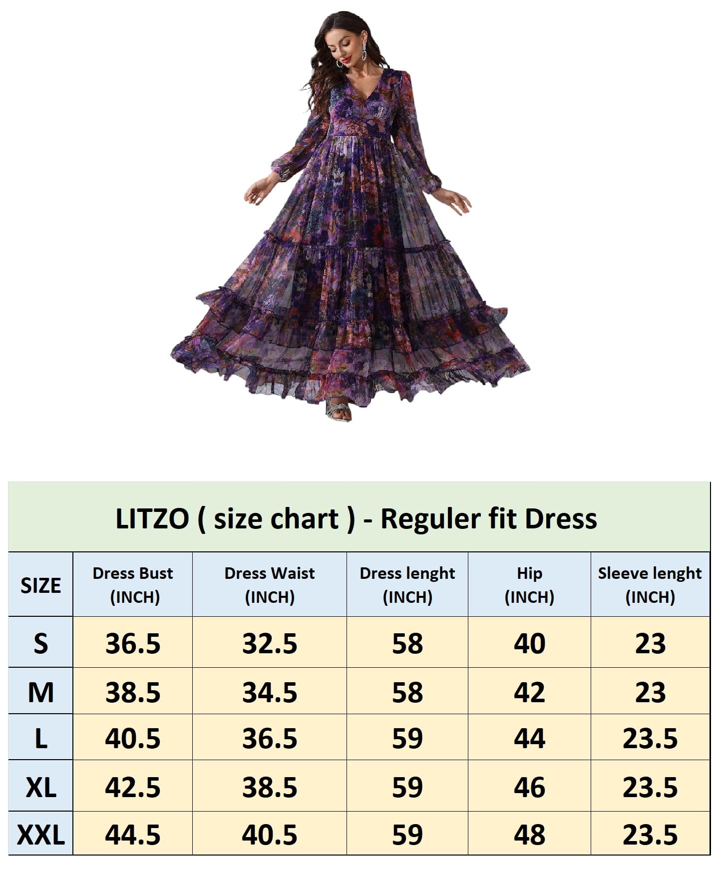 LITZO Women's Georgette A-Line Maxi Dress Yellow