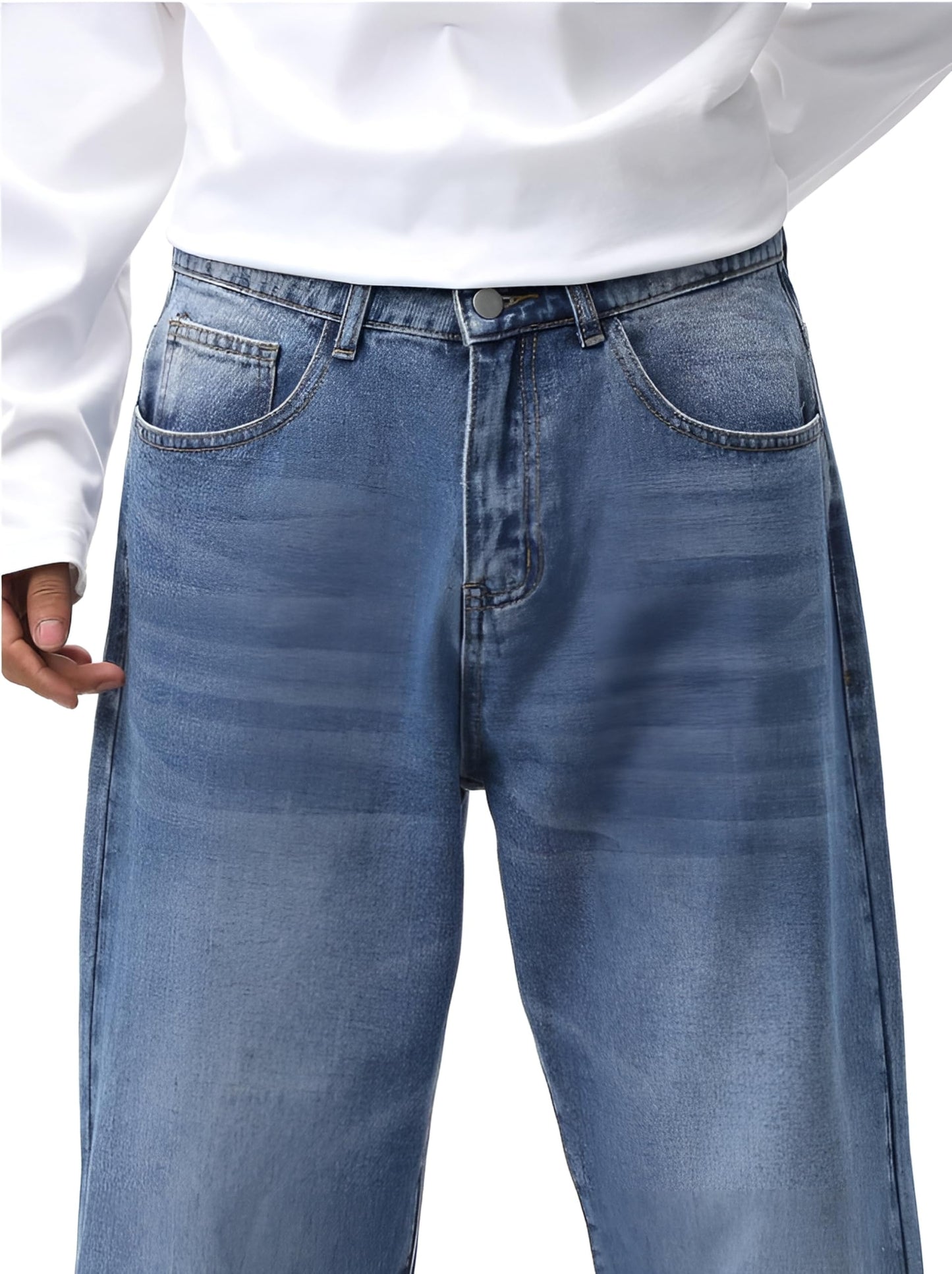 Ben Martin Light Blue Men Jeans || Baggy Fit Jean's for Man || Loose Fit High Rise Denim || Stretchable Casual Wear Jean,s || Dance Rap Rapping Style Pant for Men || Denim Cotton Jeans 30 (0)