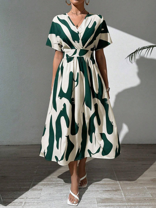 Leriya Fashion Women Fit and Flare Midi Dress Dress Green, Medium