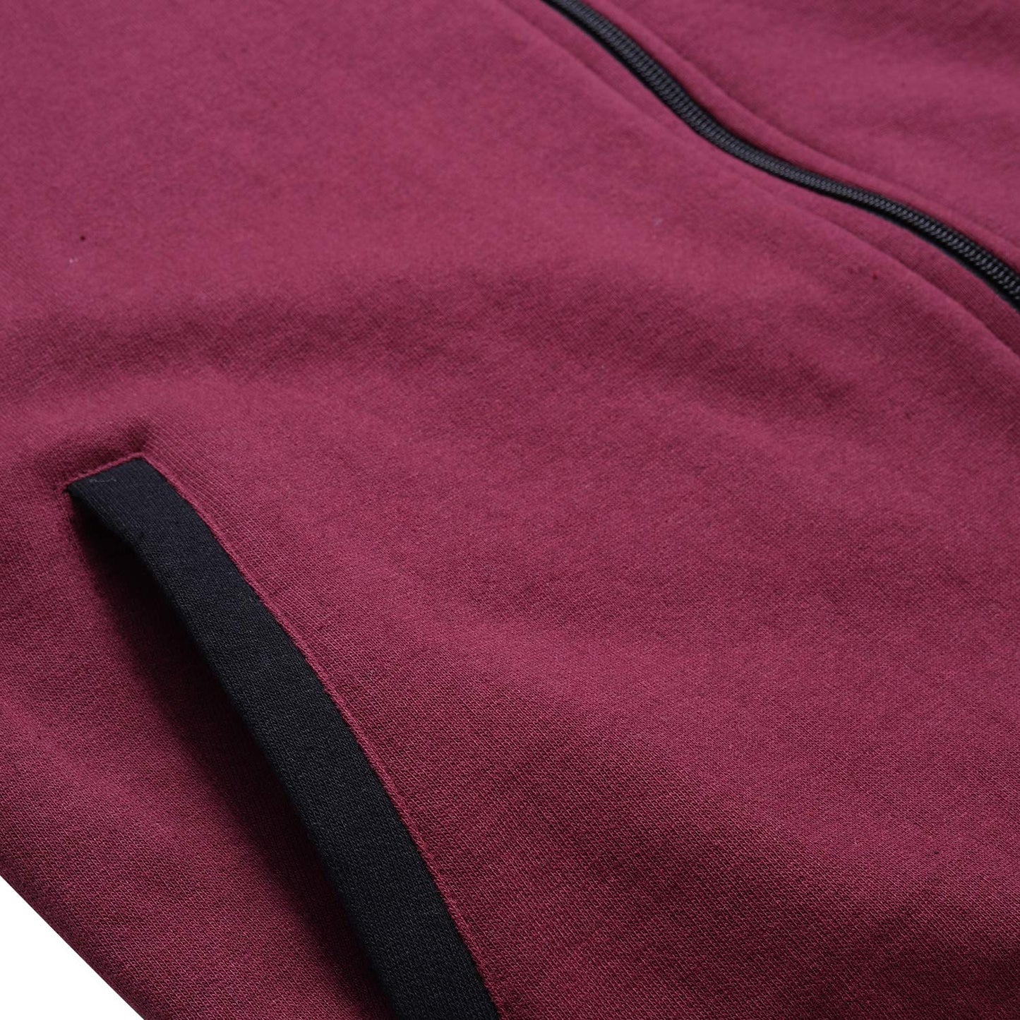 Men's Maroon Cotton Zippered Varsity Sweatshirt Jacket - Stylish Casual Streetstyle Winterwear