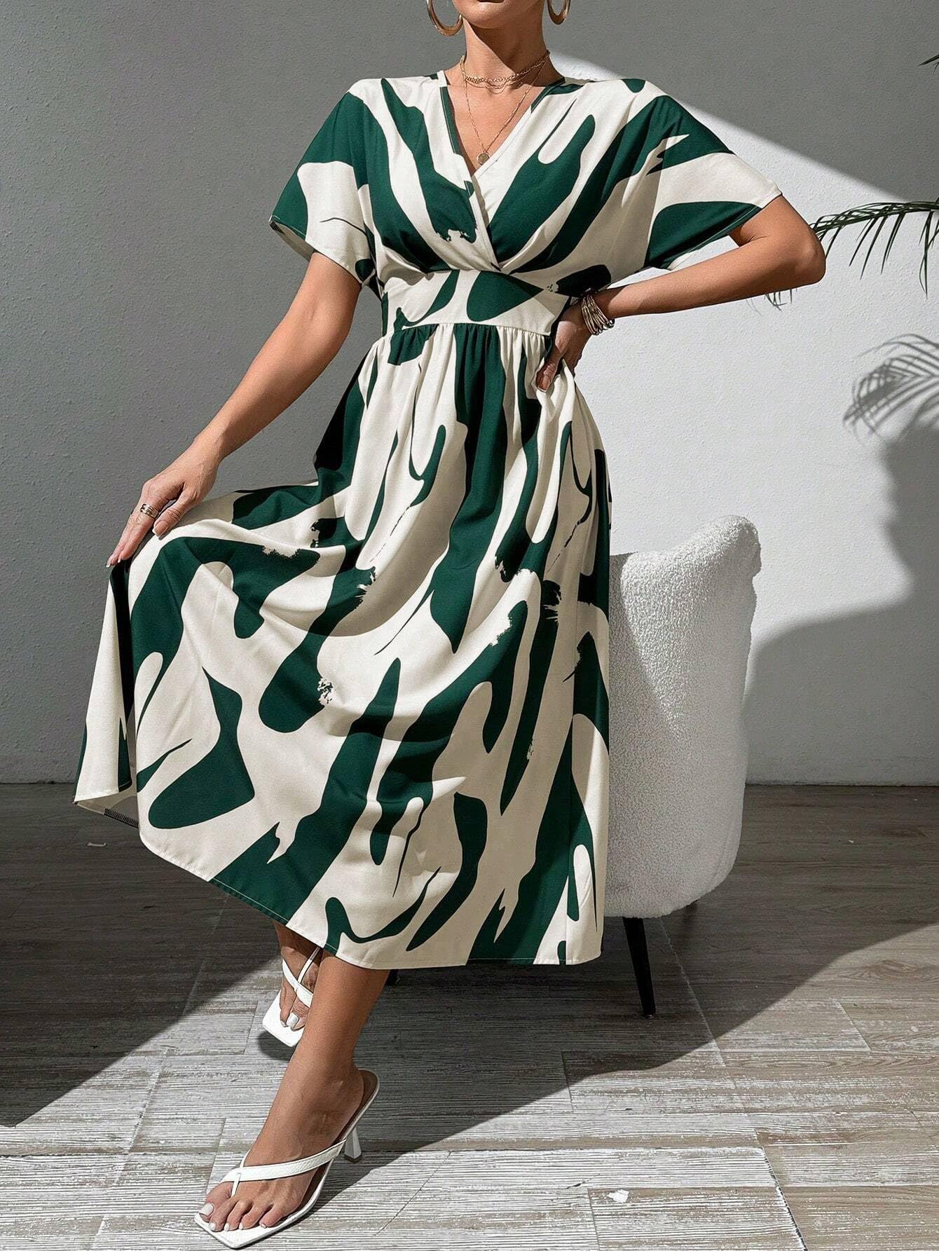 Leriya Fashion Women Fit and Flare Midi Dress Dress Green, Medium
