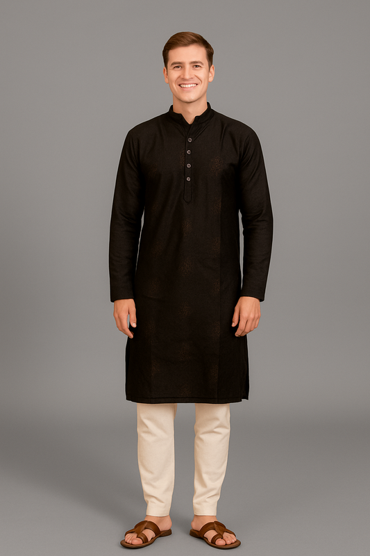Men's Brown Embroidery Kurta