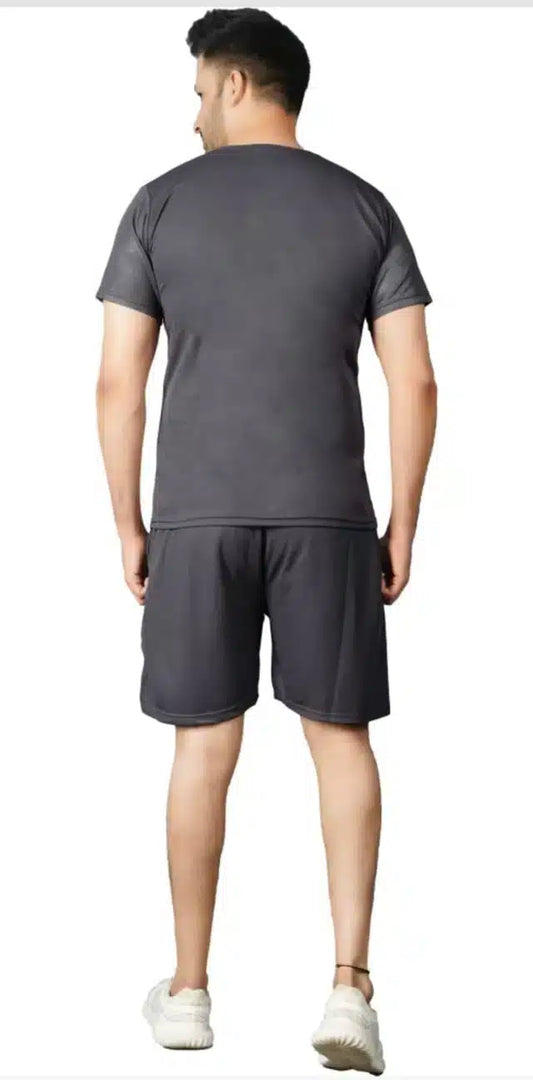 Men's Printed Grey Knitted Track Suit