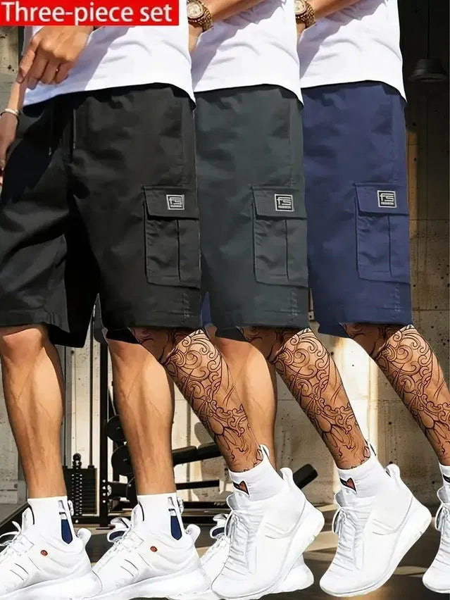 Men's Cotton Casual Cargo Shorts - Pack of 3