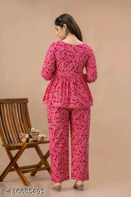 Women's Printed Pink Co-Ord Set