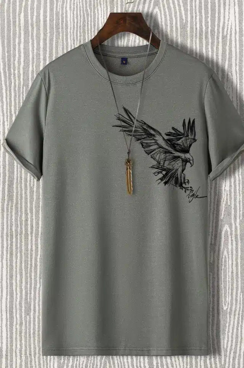 Men's Round Neck Printed Cotton T-shirt