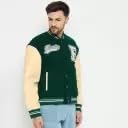 Men's Printed Green Varsity Jacket - Stylish Winterwear Warm Jacket for Men