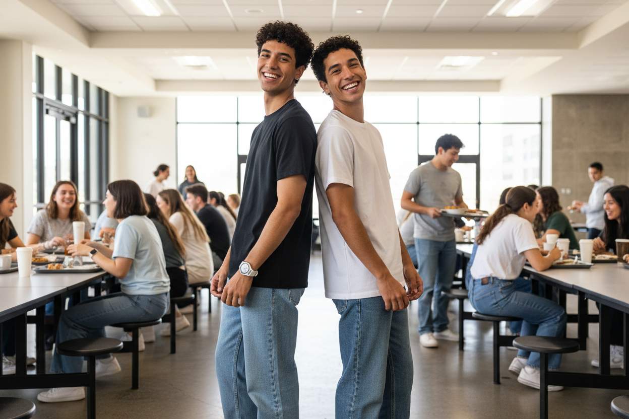 Men’s Black & White Round Neck T-Shirt Pack of 2 – Solid, Soft Lightweight Casual Wear