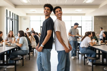 Men’s Black & White Round Neck T-Shirt Pack of 2 – Solid, Soft Lightweight Casual Wear