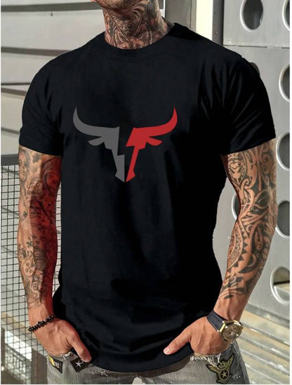 Men’s Black Polyester Printed Round Neck T-Shirt – Stylish Graphic Tee, Casual Wear