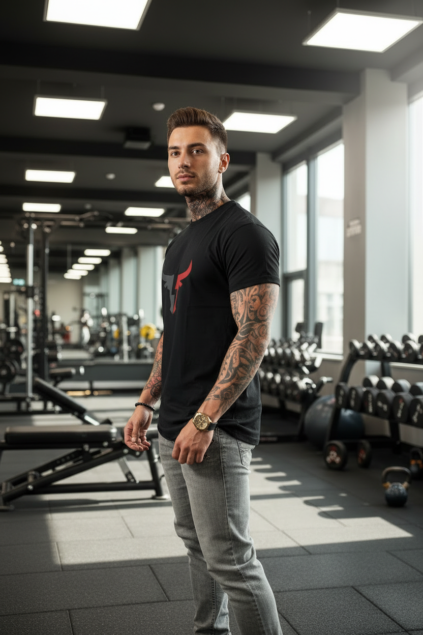 Men’s Black Polyester Printed Round Neck T-Shirt – Stylish Graphic Tee, Casual Wear