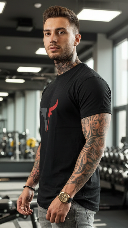 Men’s Black Polyester Printed Round Neck T-Shirt – Stylish Graphic Tee, Casual Wear