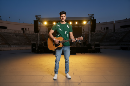 Men’s Leaf Green Cotton-Blend T-Shirt – Casual, Streetwear & Activewear, Short Sleeves