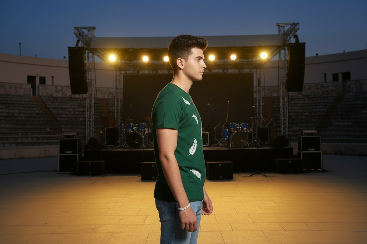Men’s Leaf Green Cotton-Blend T-Shirt – Casual, Streetwear & Activewear, Short Sleeves