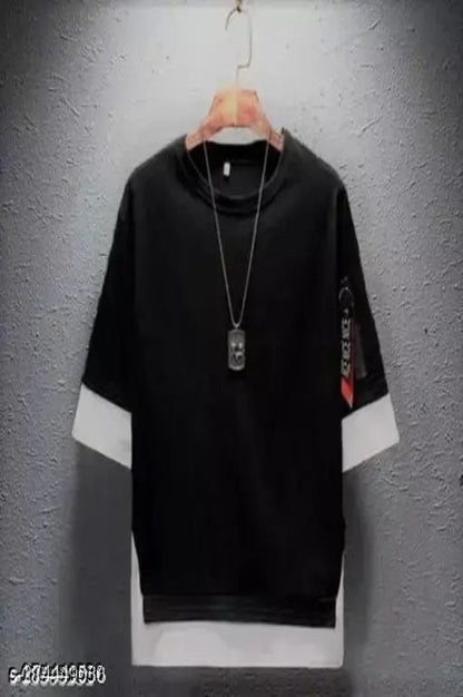 Men's Hip Hop Relaxed Fit Cotton Black T-Shirt