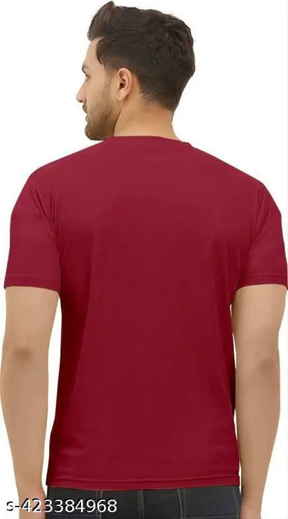 Men’s Maroon Printed Cotton-Blend T-Shirt – Regular Fit, Short Sleeves, Casual All-Season Wear