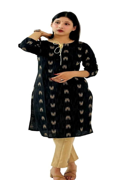 Women's Cotton Green Printed Kurti Pant Dupatta Set