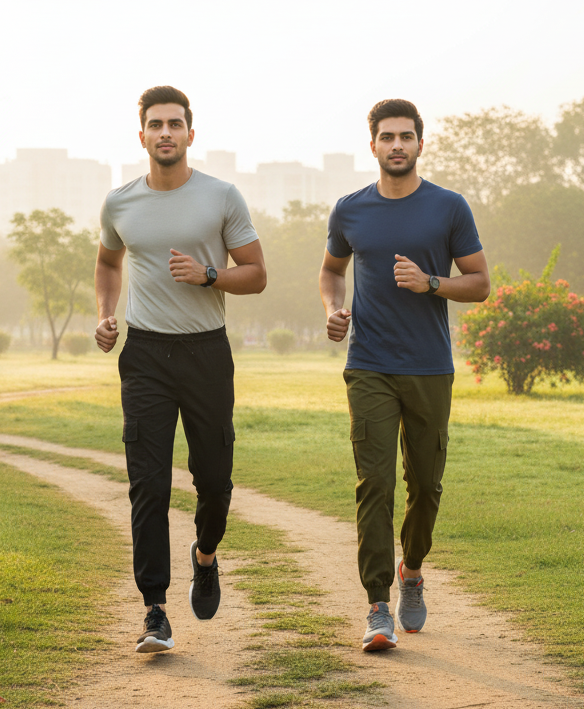 Men’s Cargo Joggers Pack of 2 – Cotton Satin Blend, Multi-Pocket, Stylish & Comfortable Jogger Pants